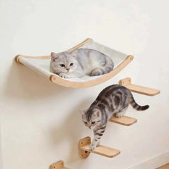39.4In Wall-mounted Cat Roped Bridge for Indoor Cats Steps with Sisal Wall Wooden Furniture for Sleeping Playing Climbing