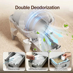 95L Automatic Smart Cat Litter Box Self Cleaning Fully Enclosed Cat Litter Box Toilet Litter Tray with 2 Free Trash Bag Rolls