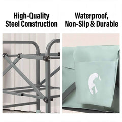 DishyKooker Folding Dog Bath Tub With Rolling Cart And Grooming Station