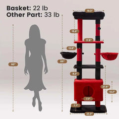 Extra Large Multi Level Cat Tree Tower Heavy Duty Furniture Sisal Scratching Post Hammock Condo Platform