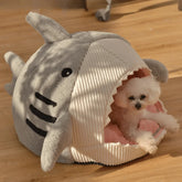 Shark Shaped Enclosed Pet Bed for Dogs and Cats Warmth