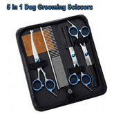 Professional Pet Grooming Scissors Kit Stainless Steel Dog Cat Hair Cutting Thinning Curved Straight Trimmer Shears with Comb & Case