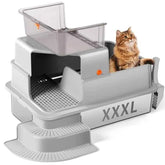 Stainless Steel Enclosed Cat Litter Box With Filtered Grid Step