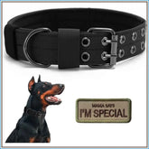 Military Dog Collar, Adjustable Nylon with Metal Buckle, Soft Padded, for Medium Large Dogs, Black M