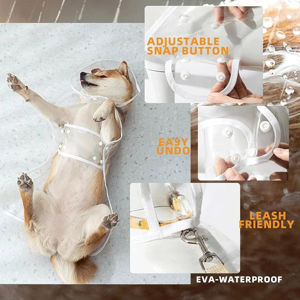 Transparent Dog Rain Jacket Waterproof Lightweight Harness