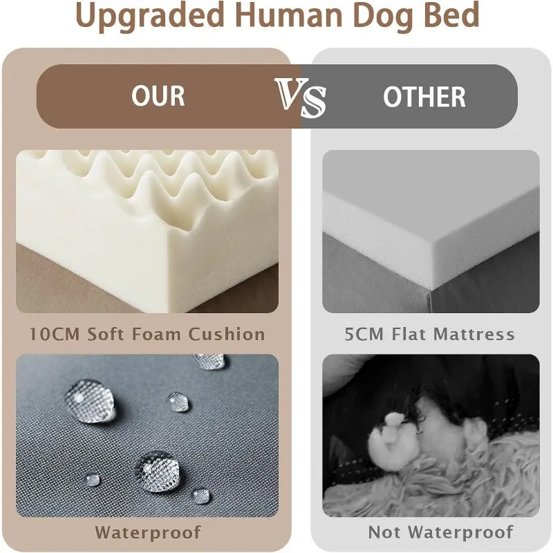 ROOMTEC Human Dog Bed, 71''x45''x12'' Size Fits Adult and Pet Washable Giant People Dog Bed 10 CM Thick Memory Foam Large