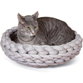 Knitted Cat Bed, Round lexible Pet Bed Gray 17 X 4 Inches