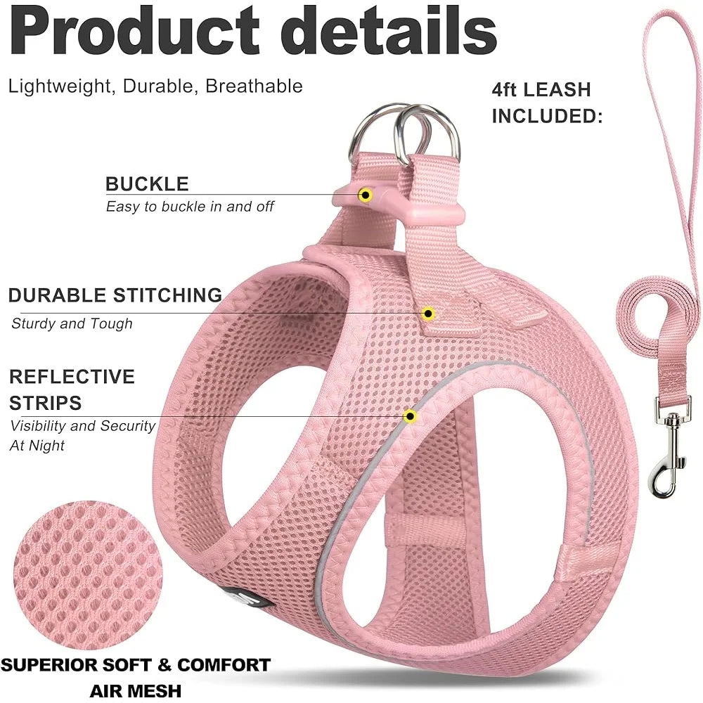 Adjustable Escape Proof Mesh Cat Harness And Leash Set