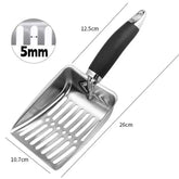 Stainless Steel Cat Litter Scoop with Rubber Handle Metal Kitty Scooper Sturdy Mesh Scooper Litter Filter Pet Cleaning Tools