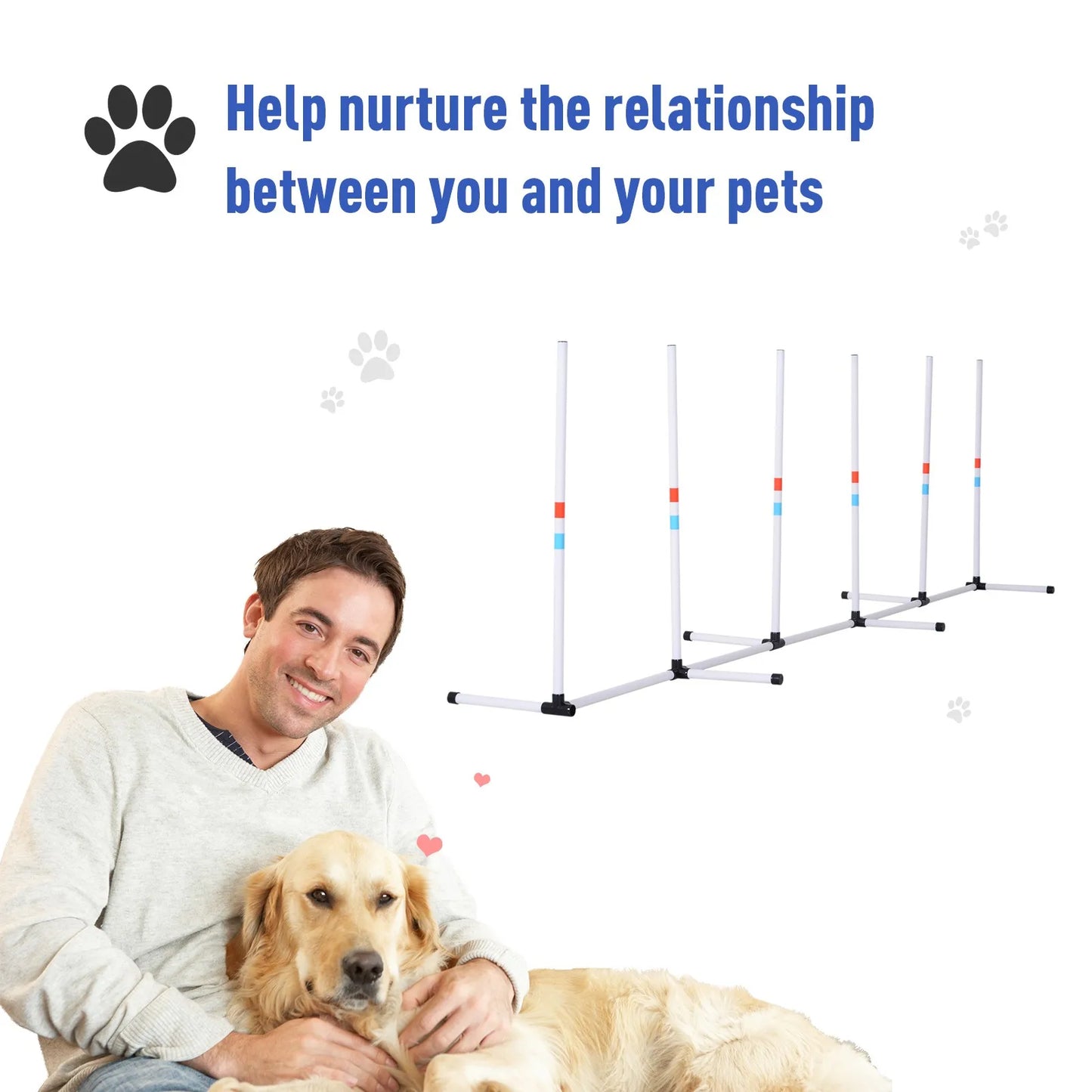 Dog Weave Pole Set Agility Starter Kit Pet Outdoor Exercise Training Set