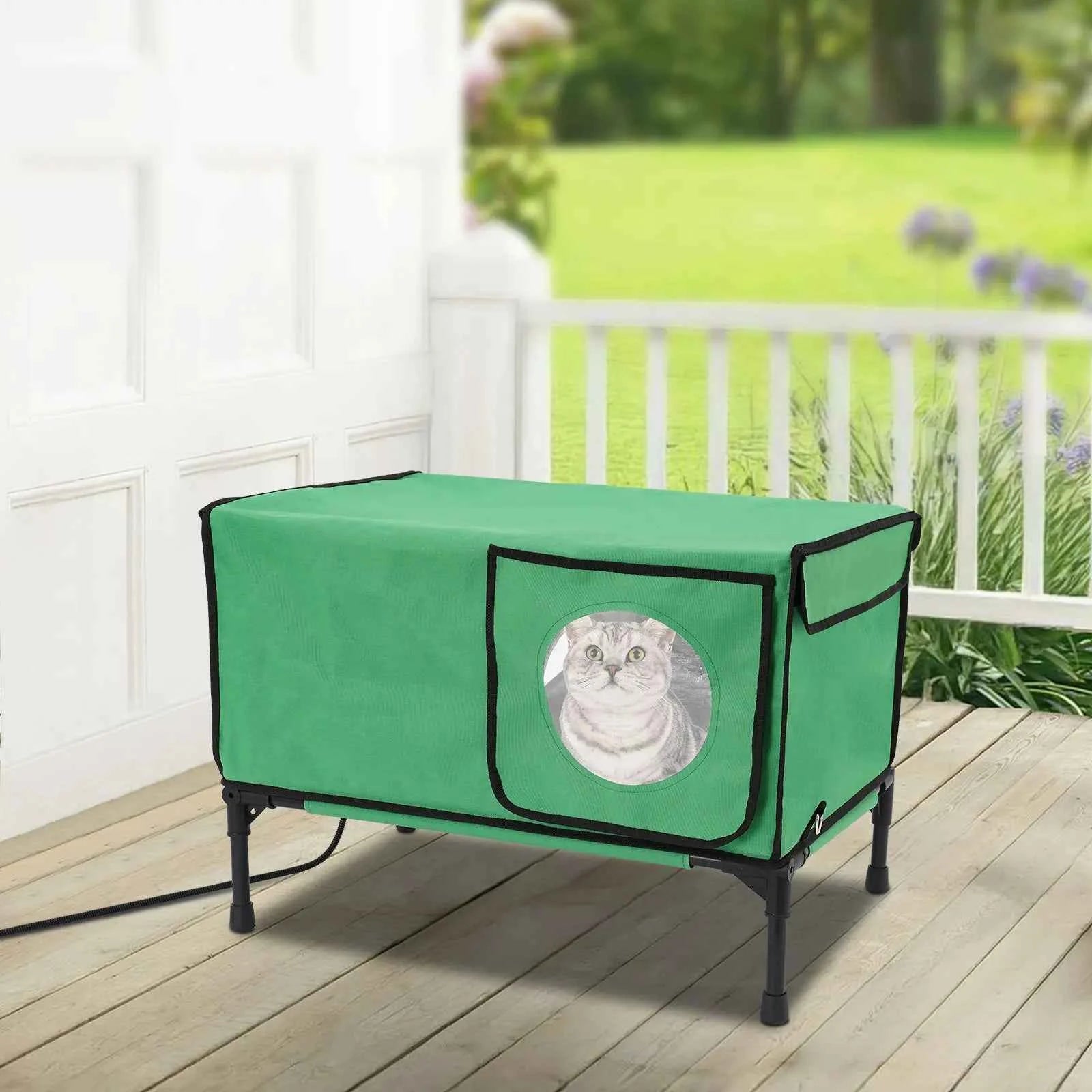 Heated Cat House With Adjustable Timer And Anti Scratch Pad