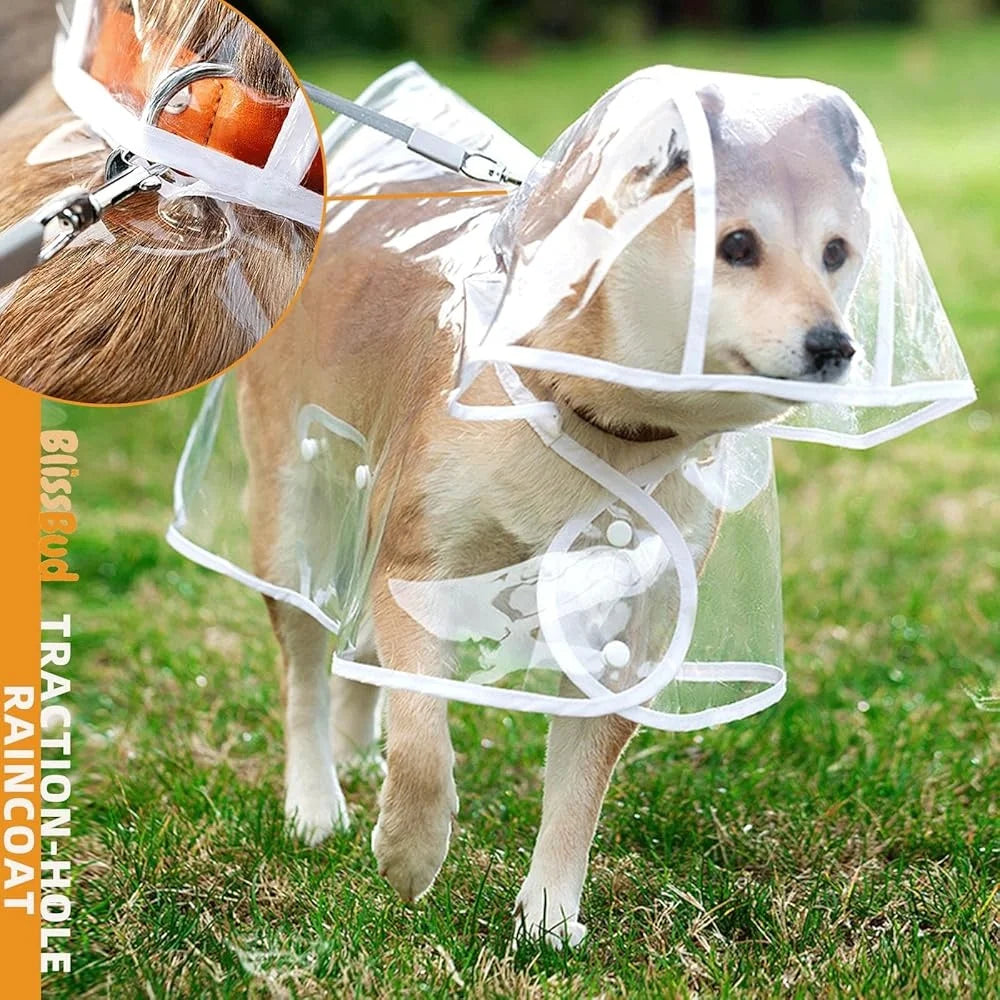 Transparent Dog Rain Jacket Waterproof Lightweight Harness