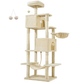 JHK Cat Tree Tower 66 Inch Large Multi Level Cat Climbing Tower with Condo Natural Sisal Scratching Posts Pet House for Indoor