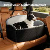 Dog Car Seat for Medium/Large Dogs, Memory Foam Dog Booster Seat with Thick Cushion up to 55 lbs or 2 Small Dogs, Travel Pet Car Seat with Detachable Washable Cover, 2 Safety Leashes