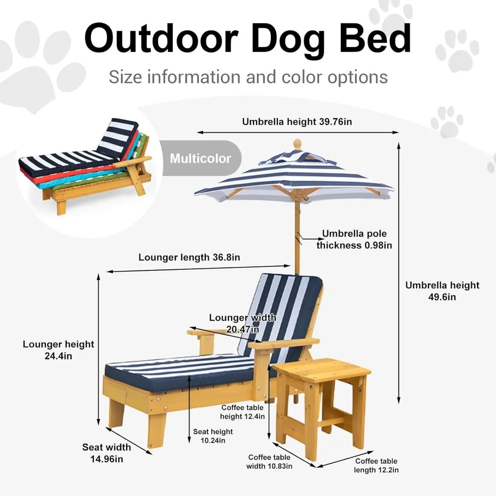 Elevated Dog Bed for Large Dogs with Waterproof Canopy | Indoor/Outdoor Pet Chaise for Backyard, Pool, Beach | Removable Cushion