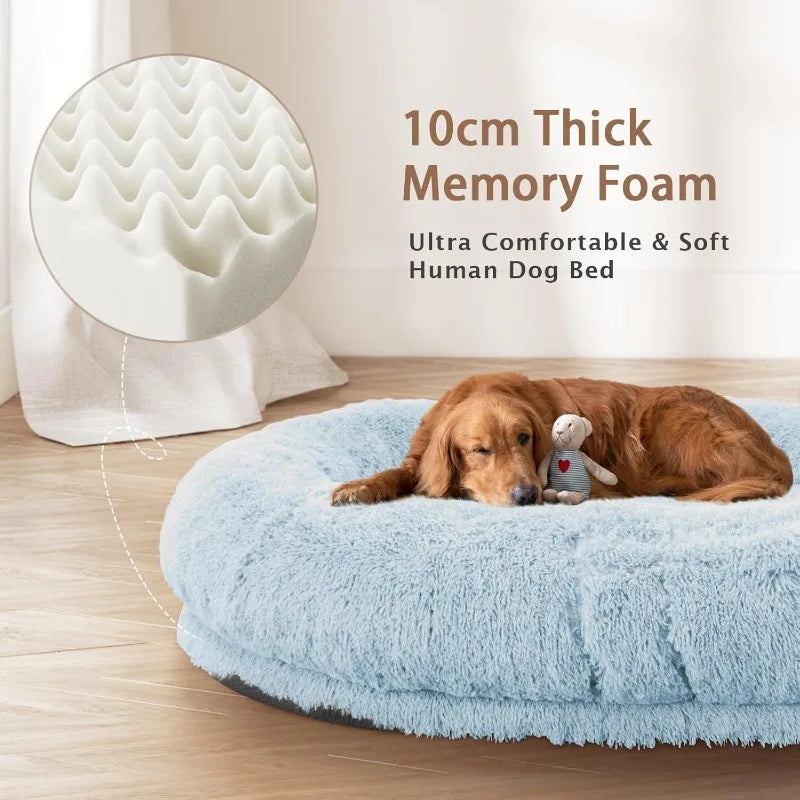ROOMTEC Human Dog Bed, 71''x45''x12'' Size Fits Adult and Pet Washable Giant People Dog Bed 10 CM Thick Memory Foam Large