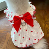 All Seasons Dog Cat Pet Dress Clothes Heart Design Fabric