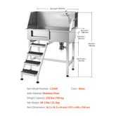 SucceBuy 34" Dog Washing Station Stainless Steel Dog Wash Sink with Shower Faucet Soap Holder Non-Slip Stairs Easy-Clean Design