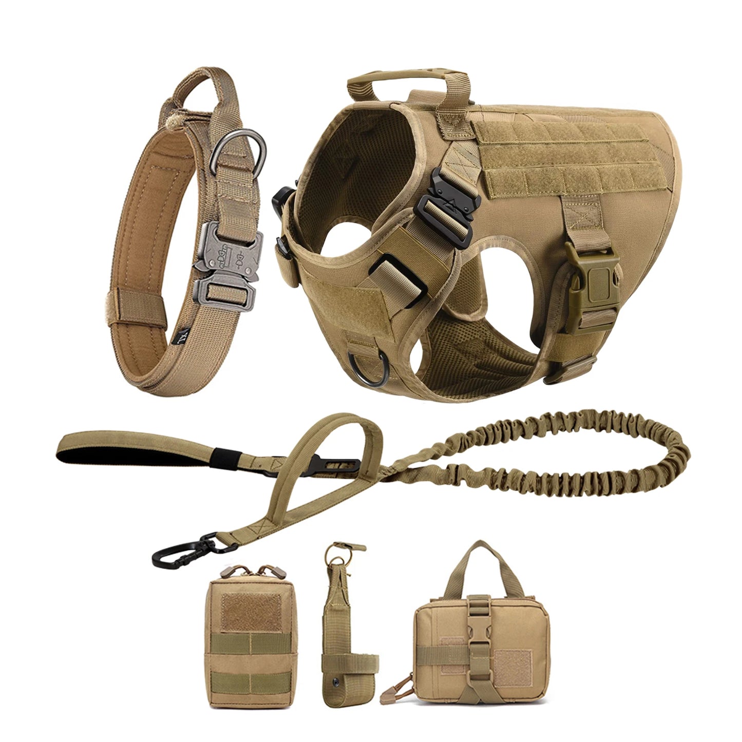 PETRAVEL Tactical Dog Harness Leash Molle Pouches For German Shepherds
