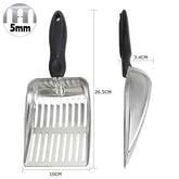 Stainless Steel Cat Litter Scoop with Rubber Handle Metal Kitty Scooper Sturdy Mesh Scooper Litter Filter Pet Cleaning Tools