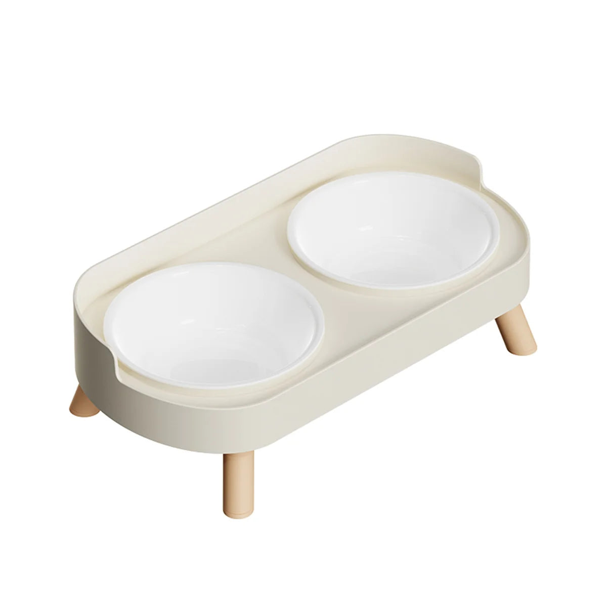 Pet cat double bowl feeder, adjustable height cat and dog water dispenser, elevate feeding kitten supplies