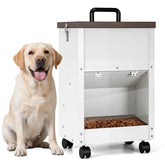 30LBS Large Capacity Automatic Pet Dog Feeding Dispenser Food Trough with Wheels