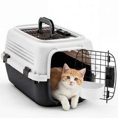 JHK 23Inch Pet Carrier for Small Dogs Cats Front Top Load Wire Door Food Bowl Travel Crate with Enhanced Security Latchesfor