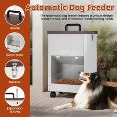 30LBS Large Capacity Automatic Pet Dog Feeding Dispenser Food Trough with Wheels