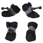 4Pcs Dog Boots Waterproof Non-slip Sole with Reflective Strip Adjustable Drawstring Soft Breathable Lining for Small Medium Dogs