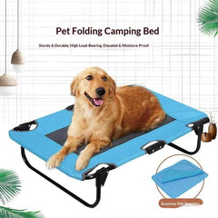 Collapsible Raised Pet Camping Bed Breathable Ventilated Mesh Surface Removable Waterproof Oxford Cloth Foldable Metal Bracket Anti-moisture Elevated Dog Bed Summer Heat Relief Rest Bed For Large Medium Dogs pet bed