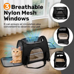 Breathable Pet Carrier Bag Airline Approved Foldable Pet Travel Carrier Secure Anti Escape Zipper Ventilated Spacious Collapsible Cat Dog Carrier Handbag With Shoulder Strap For Small Puppy Kitten Outdoor Car Travel