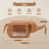 PEQULTI Handmade Elephant Rattan Cat Condo Bed Padded Hideout