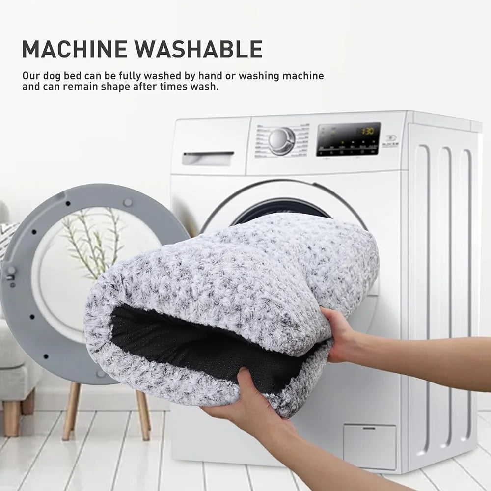 Washable Dog Bed Plush Anti-Slip Crate Pad Durable Pet Mat Large Medium Small Dogs Travel Friendly 35 inch