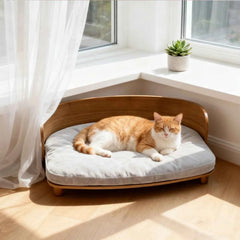 Unique Elevated Pet Sofa Wood Small Dog Couch Bed with Cushion for Puppy Kitty