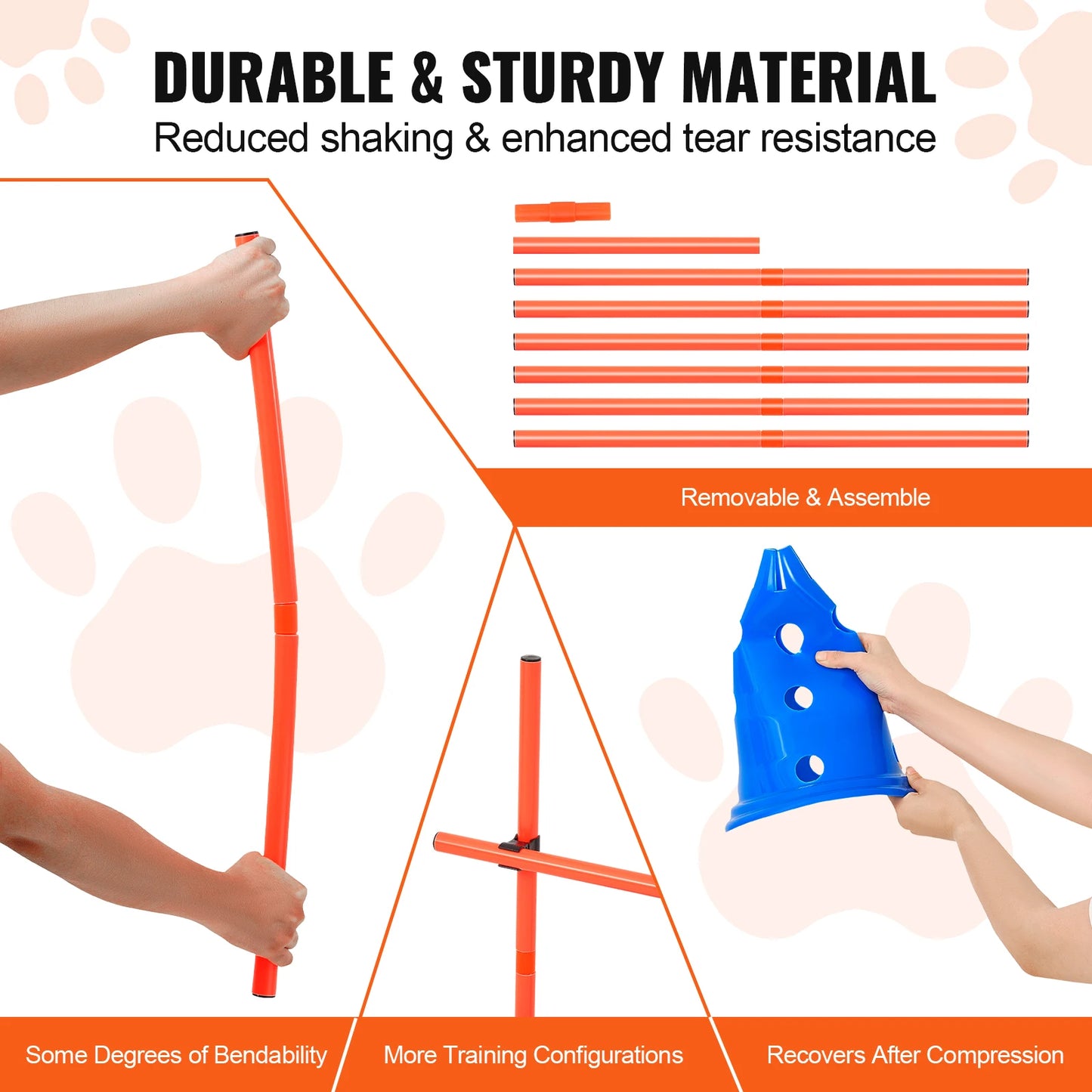 SucceBuy Dog Agility Hurdle Cone Set Agility Training Equipment Height Adjustable Crossbar Puppy Obstacle Course Jump Starter