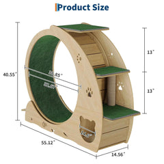 HiMISS Multifunctional Cat Exercise Wheel Featuring Scratcher And Bowls