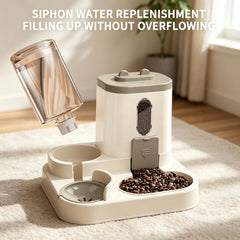 2 In 1 Automatic Cat Feeder Water Dispenser Dual Purpose Auto Portion Control Pet Food Water Bowl for Small Dogs Kittens