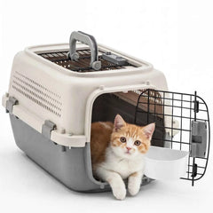 JHK 23Inch Pet Carrier for Small Dogs Cats Front Top Load Wire Door Food Bowl Travel Crate with Enhanced Security Latchesfor