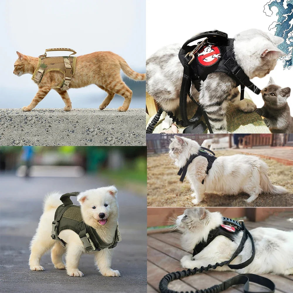 Tactical Escape Proof Adjustable Mesh Pet Harness Handle
