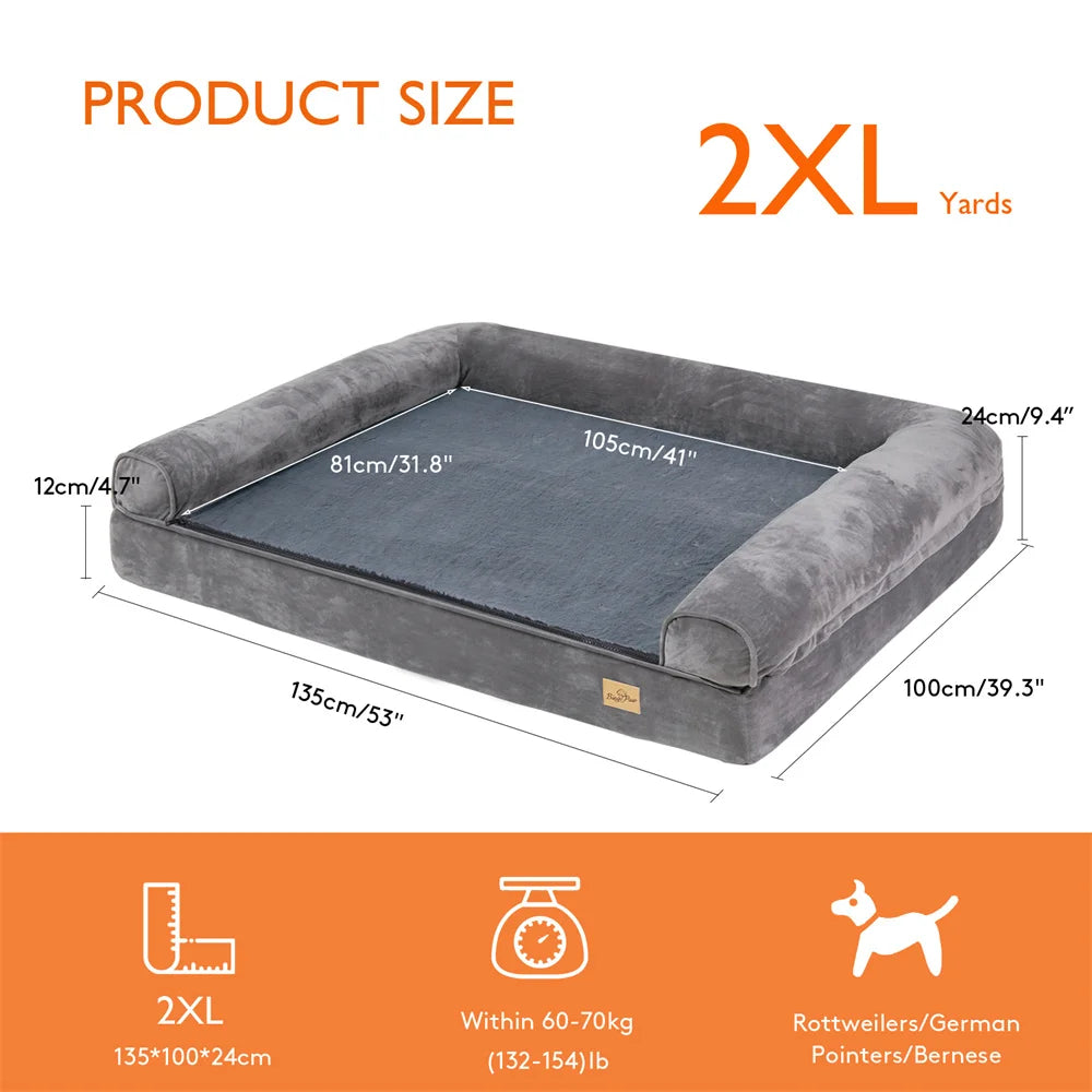 BORWART Calming Dog Bed Orthopedic Memory Foam Sofa Waterproof Cover