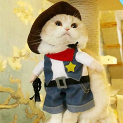 Halloween Pet Cowboy Costume With Hat For Cats And Dogs