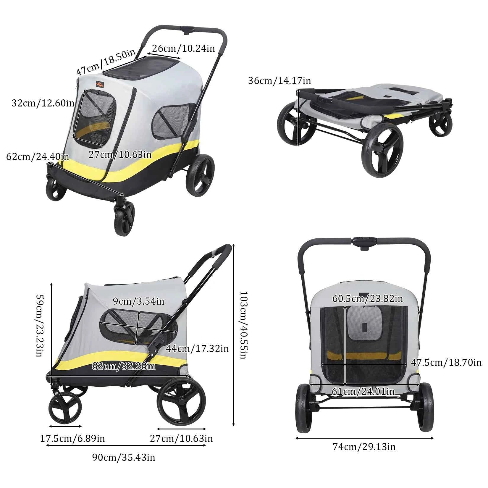 Portable Dog Stroller for Small Medium Dog Dual Entry Pet Stroller All Terrain Wagon Cart