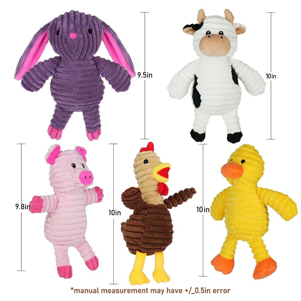 Hign-Concerned 5 Pack Plush Dog Toys Squeaky Assortment For Small To Large Dogs Chews