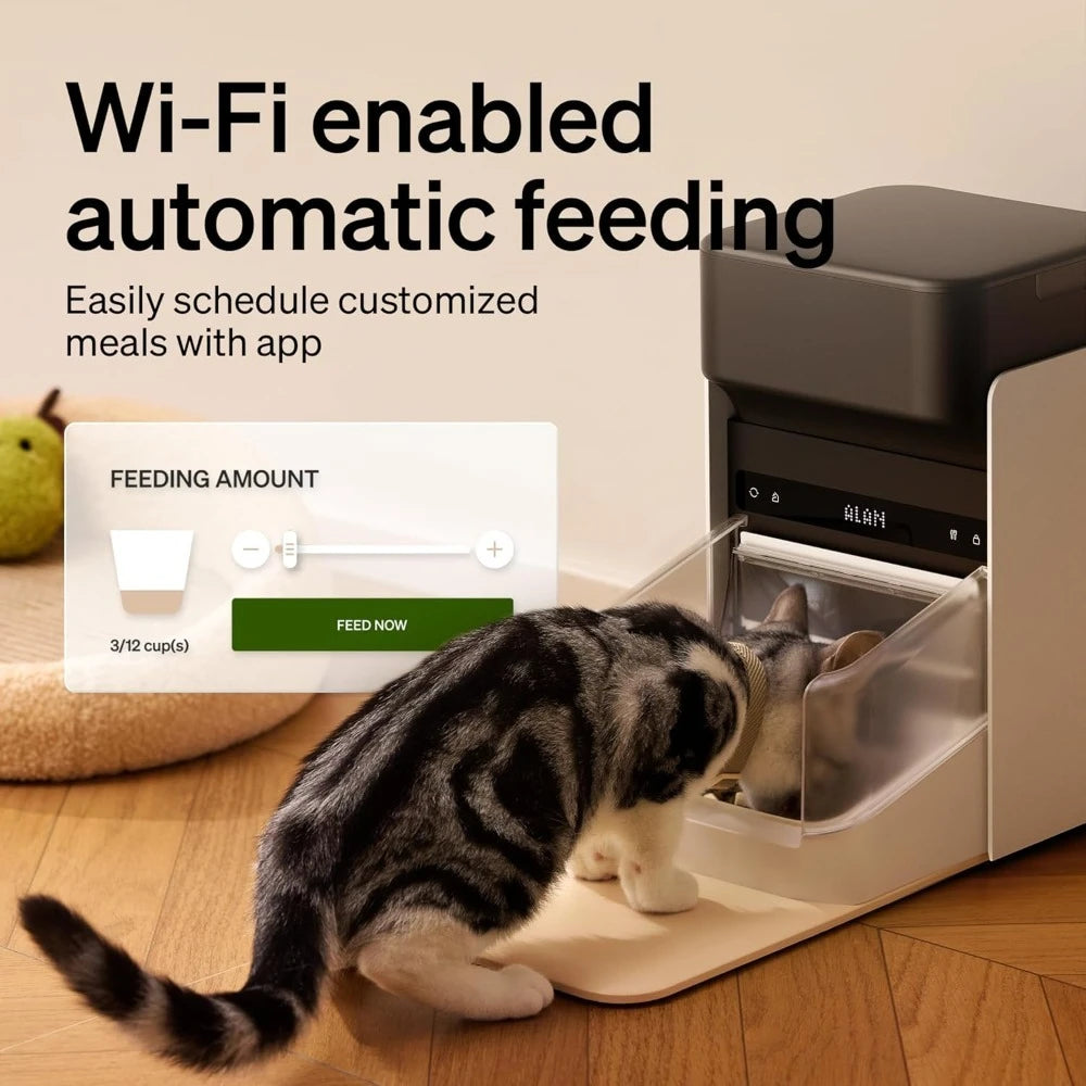 Automatic Cat Feeder,5G Automatic Pet Feeder,3L Auto Cat Feeder App Control with Light Collar Tag, Automatic Cat Food Dispenser