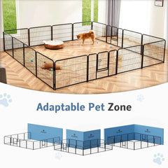 JHK 16 Panels Dog Playpen Pet Fence Metal 24 Inch to 32 Inch Foldable Large Dog Puppy Exercise for Yard Gate Camping Outdoor