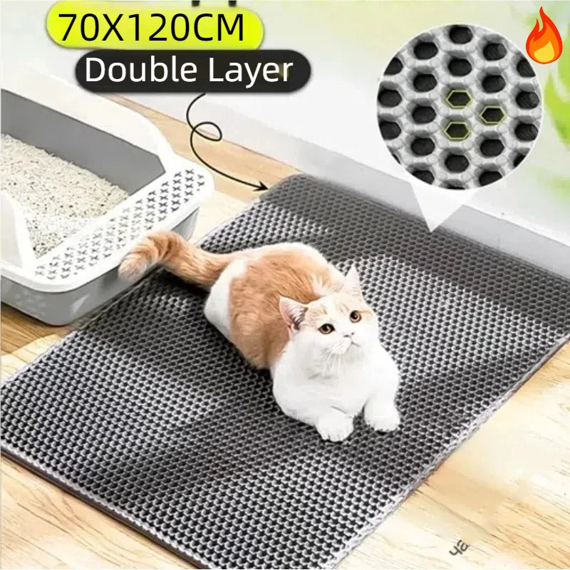 Cat Litter Mat Non Slip Big Pet Litter Box Filter Mat Double Layer Wear Resistant Waterproof Cat Litter Mat Pet Clean Supplies