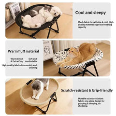 Elevated Folding Pet Cat Chair Bed Breathable Mesh Mat High Load Bearing Detachable Washable Cooling Raised Cat Cot Bed Summer Heat Dissipation Sleeping Nest For Kitten Small Dogs Indoor Use pet bed