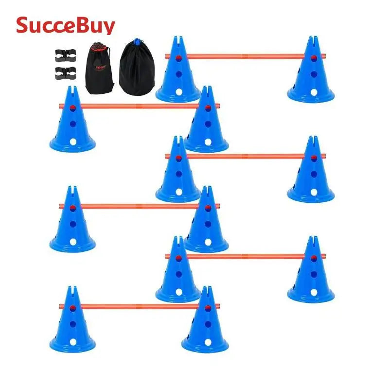 SucceBuy Dog Agility Hurdle Cone Set Agility Training Equipment Height Adjustable Crossbar Puppy Obstacle Course Jump Starter