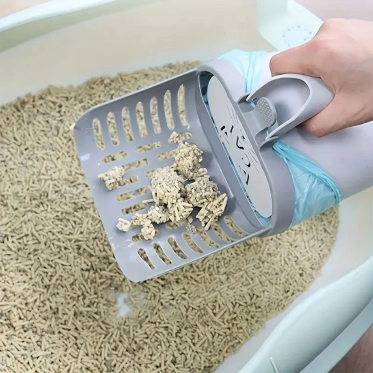 Cat Litter Scoop, Waste Bag Holder, Plastic Litter Box Cleaner, All Cat Breeds