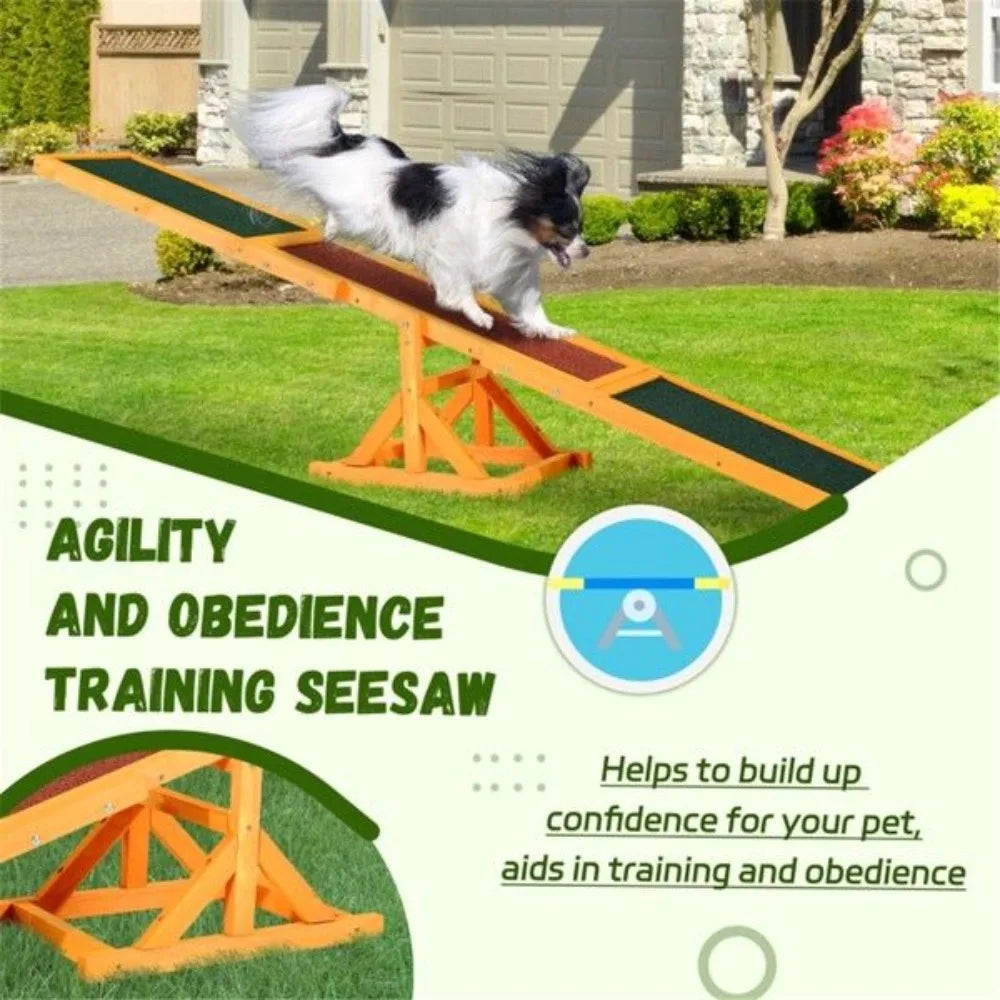 Dog Agility Ramp,Pet Seesaw,Fir Wood Large Dog Exercise Platform with Anti-Slip Surface,Dog Agility Ramp